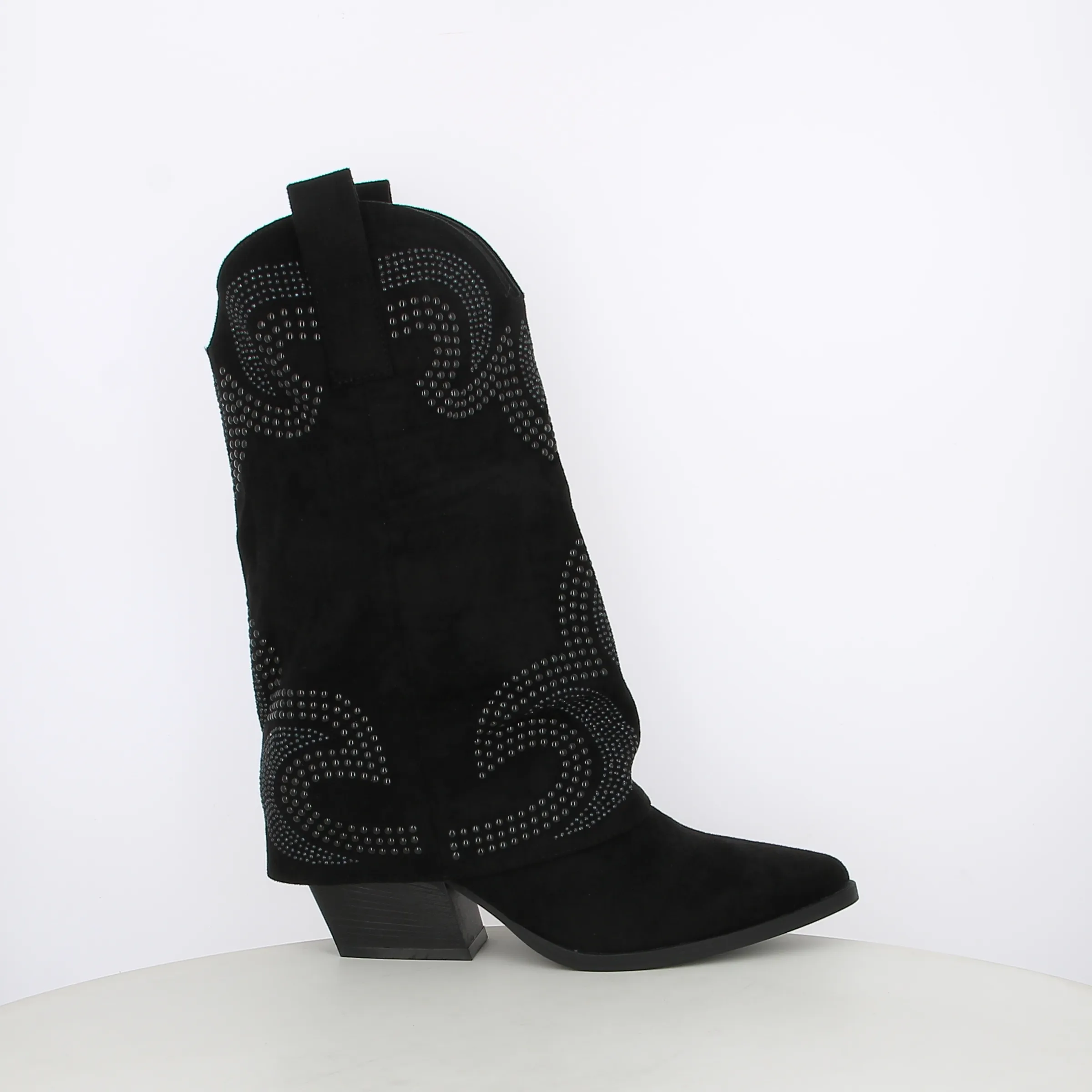 -----E.V. -----Stivali camperos texani da donna con risvolto e mini borchie ----