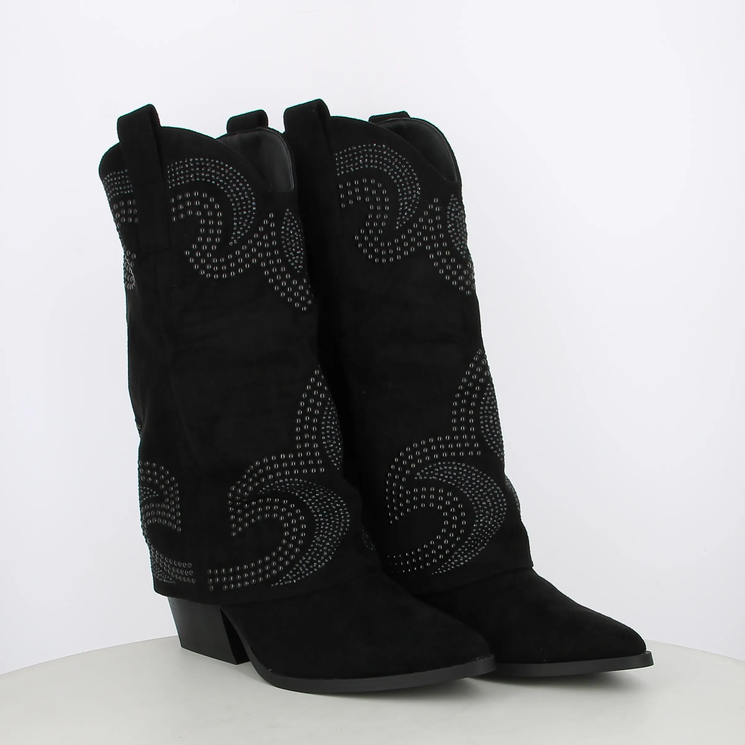 -----E.V. -----Stivali camperos texani da donna con risvolto e mini borchie ----
