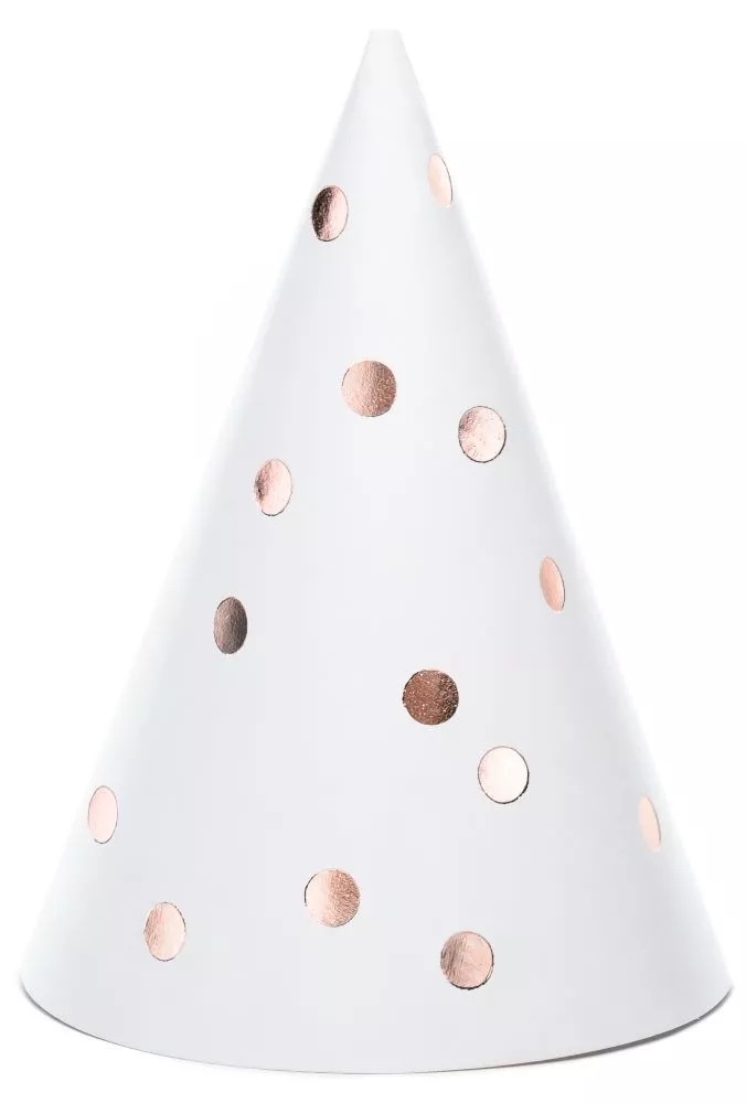 6 cappelli da festa a pois oro rosa