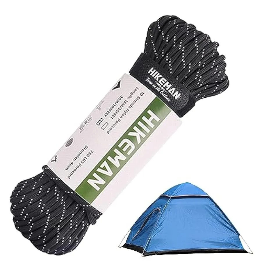 8 Pcs Corda per paracadute – Corda da campeggio riflettente per tenda da 49,2 piedi | Cavo per paracadute multiuso ad alta resis