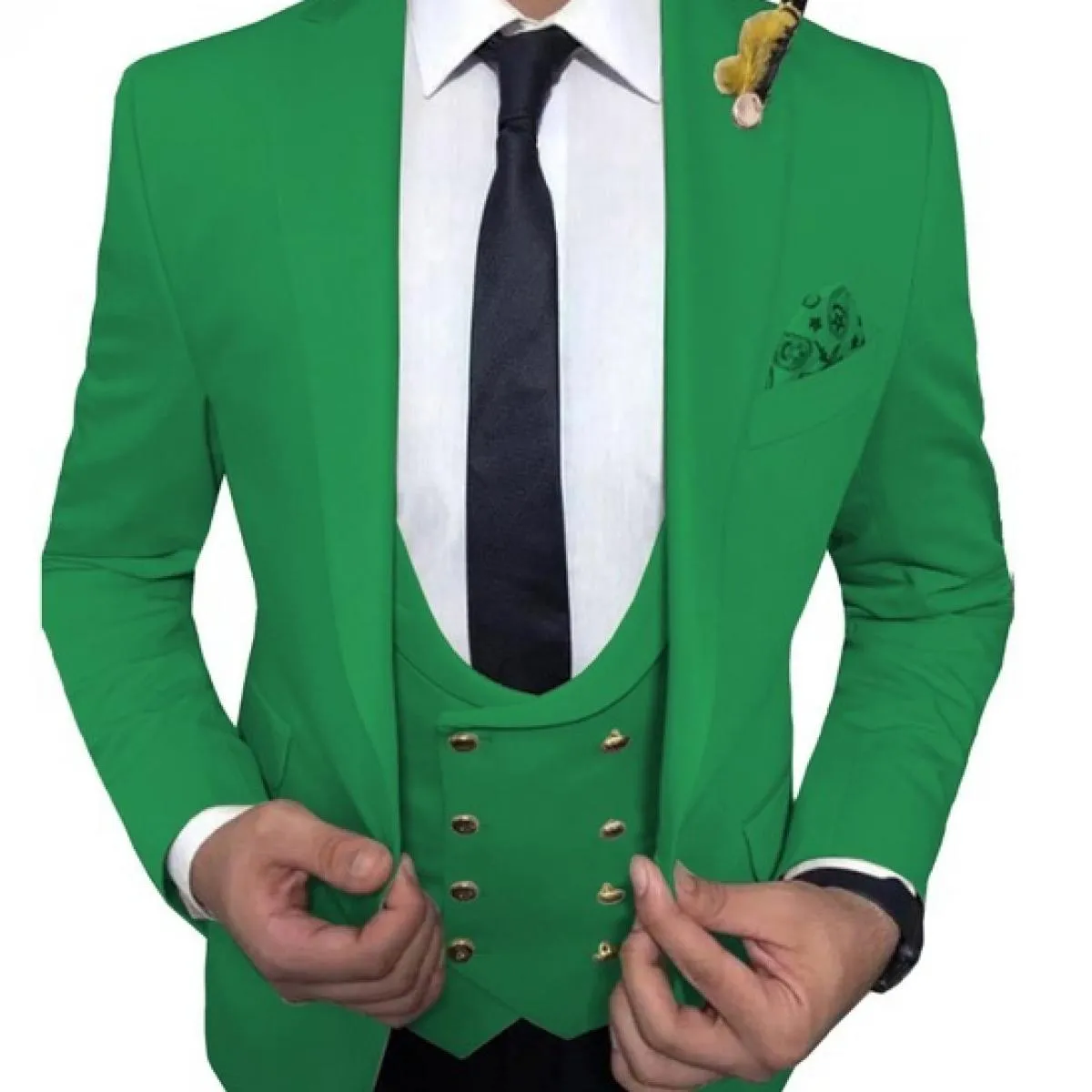 Abiti da uomo casual bianchi slim fit per la cena Smoking da sposa in 3 pezzi con gilet doppiopetto Pantaloni neri Fashio maschi