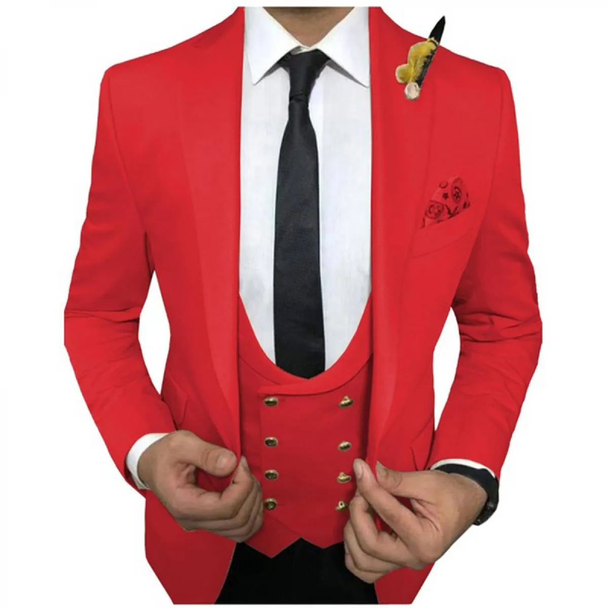 Abiti da uomo casual bianchi slim fit per la cena Smoking da sposa in 3 pezzi con gilet doppiopetto Pantaloni neri Fashio maschi