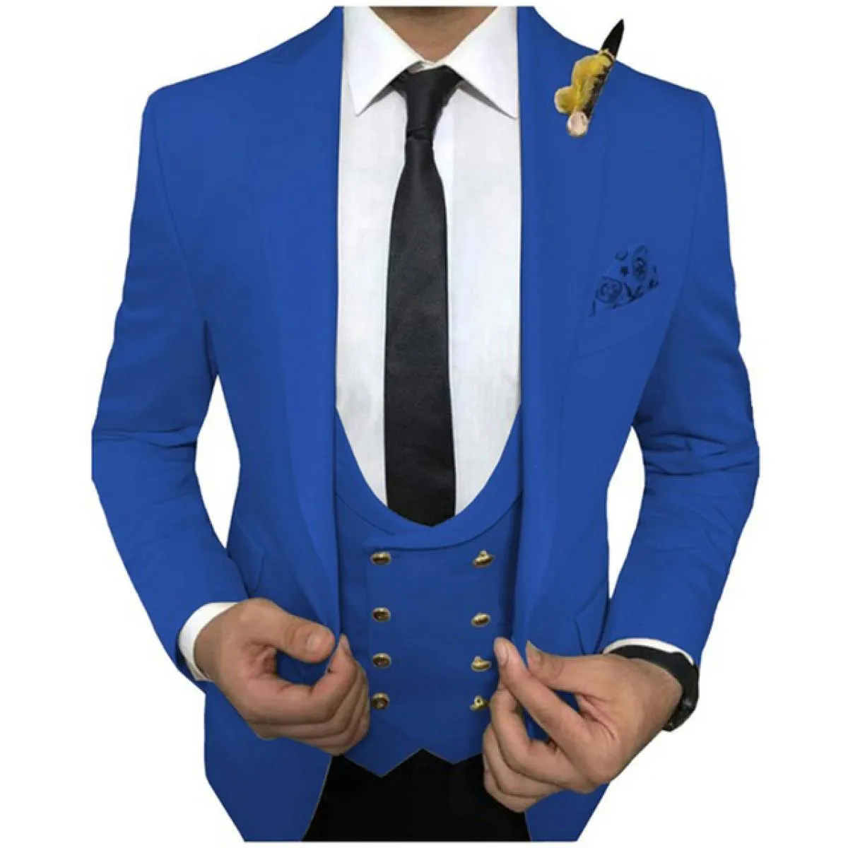 Abiti da uomo casual bianchi slim fit per la cena Smoking da sposa in 3 pezzi con gilet doppiopetto Pantaloni neri Fashio maschi
