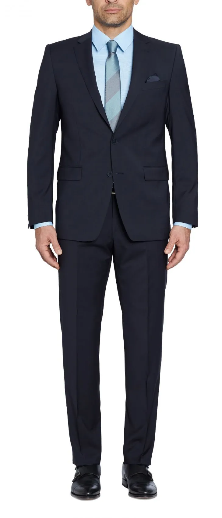 Abito blu scuro digel drop quattro corto in lana marzotto natural stretch