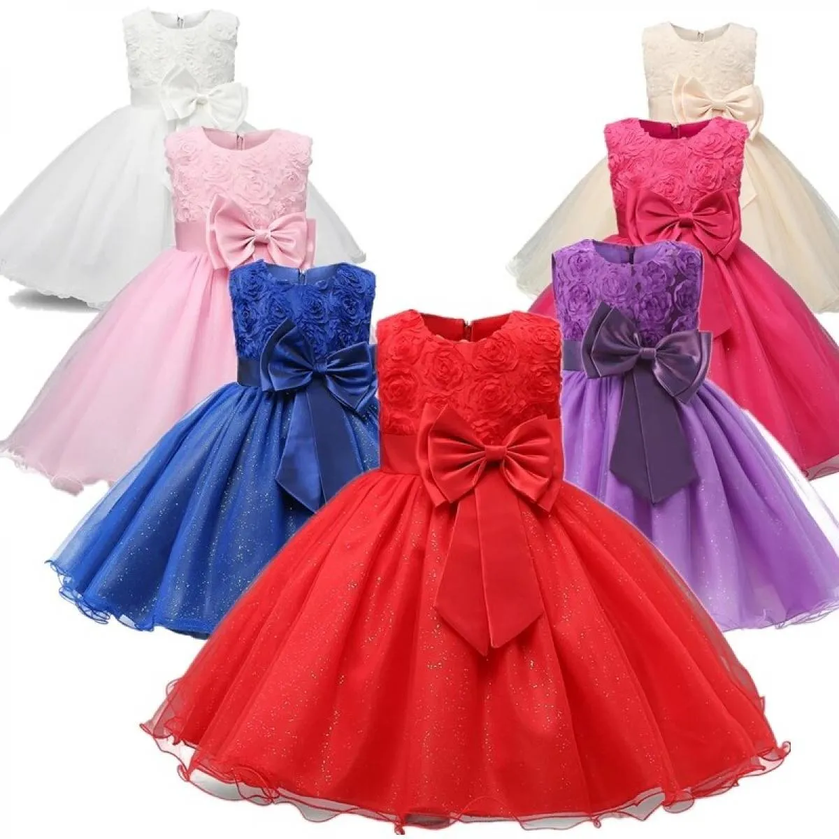Abito da bambina a fiori Abito da damigella d'onore per bambini Abito da sposa per bambini Abiti da ballo di Natale Abiti da fes