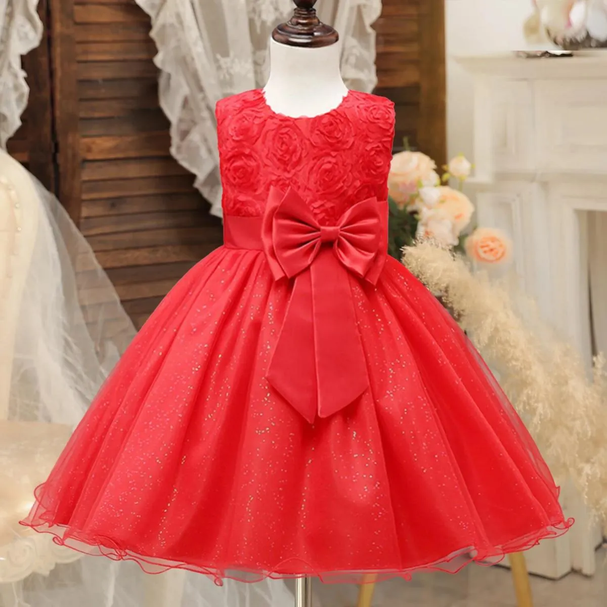 Abito da bambina a fiori Abito da damigella d'onore per bambini Abito da sposa per bambini Abiti da ballo di Natale Abiti da fes