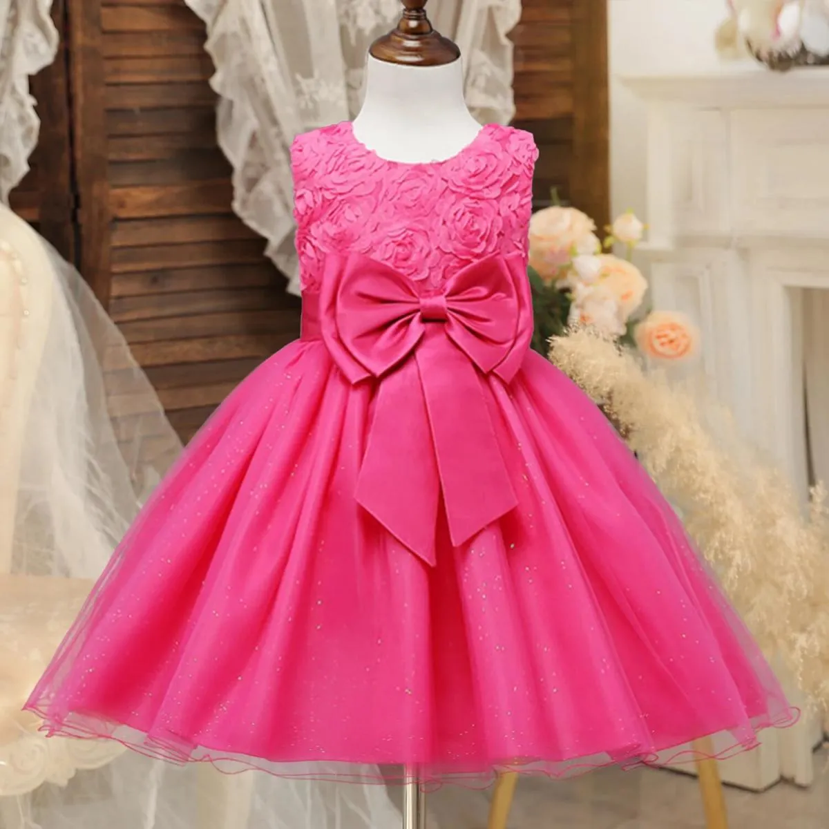 Abito da bambina a fiori Abito da damigella d'onore per bambini Abito da sposa per bambini Abiti da ballo di Natale Abiti da fes