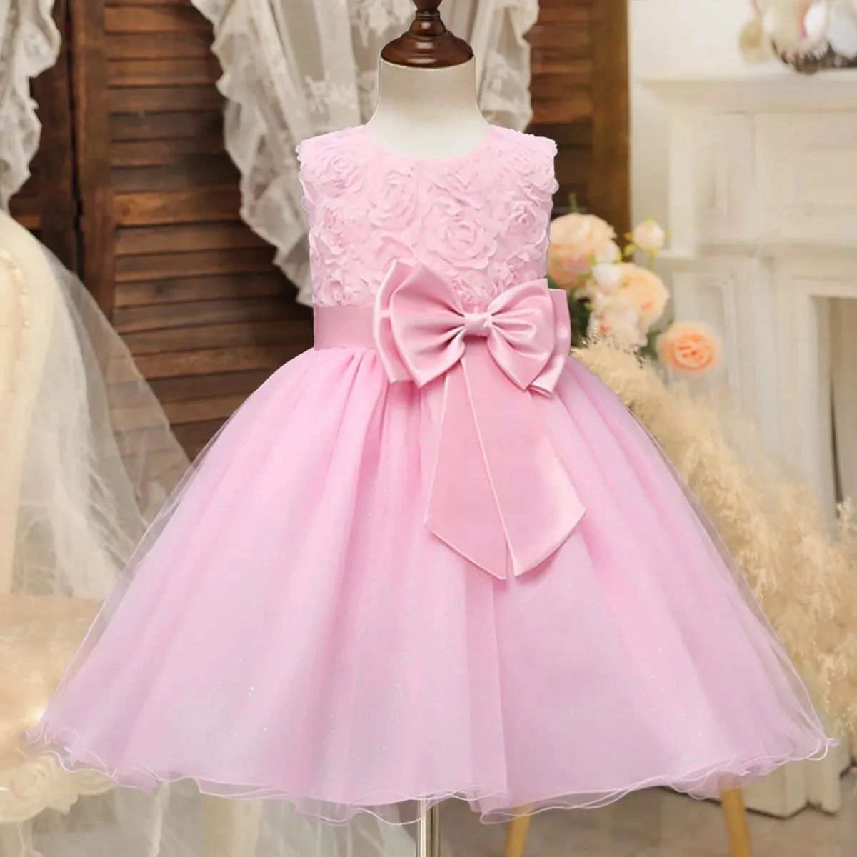 Abito da bambina a fiori Abito da damigella d'onore per bambini Abito da sposa per bambini Abiti da ballo di Natale Abiti da fes