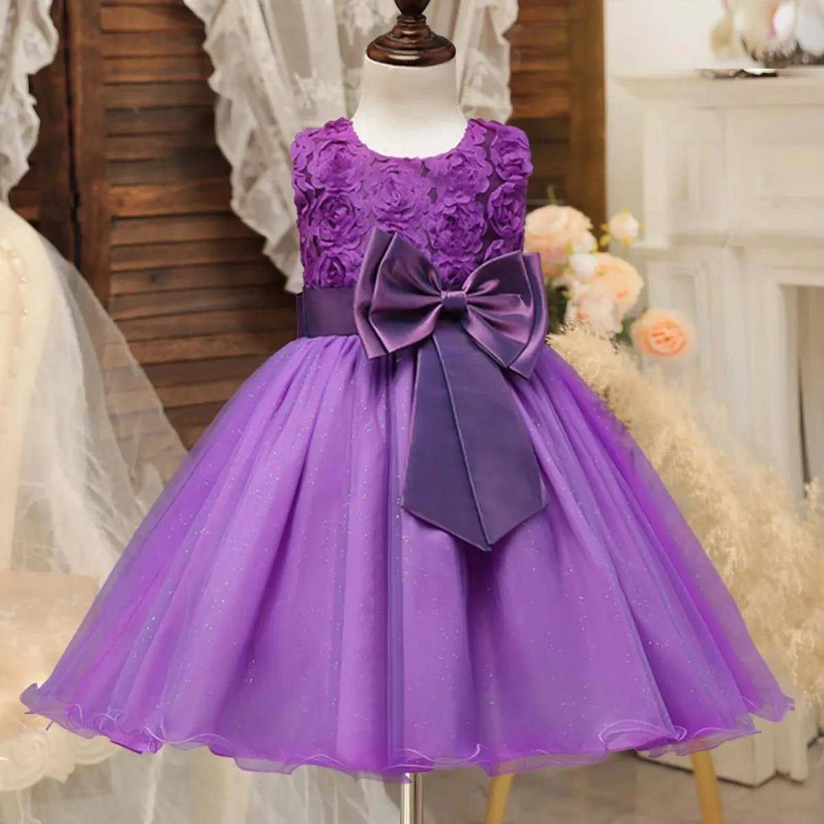 Abito da bambina a fiori Abito da damigella d'onore per bambini Abito da sposa per bambini Abiti da ballo di Natale Abiti da fes