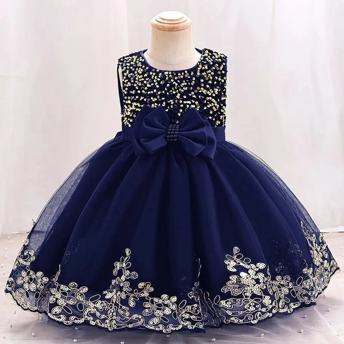 Abito da bambina con paillettes per bambina, nuova festa di Natale, abito da principessa con fiocco, festa di compleanno per bam