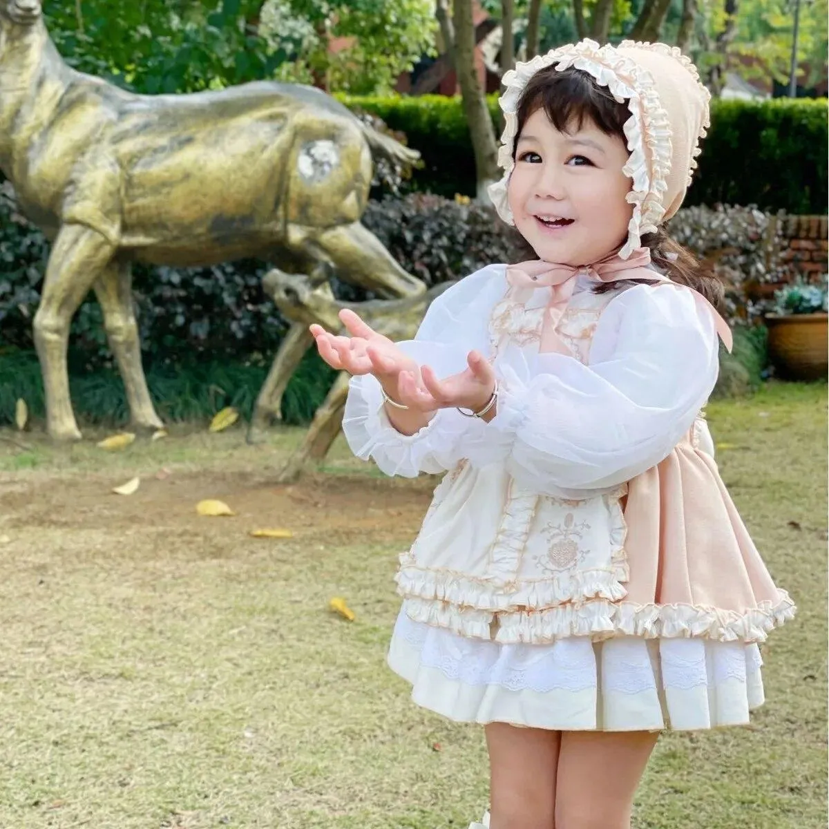 Abito da bambina per bambina Abito da principessa Lolita per ragazza autunnale Abito da cena formale di Natale Set da tre pezzi