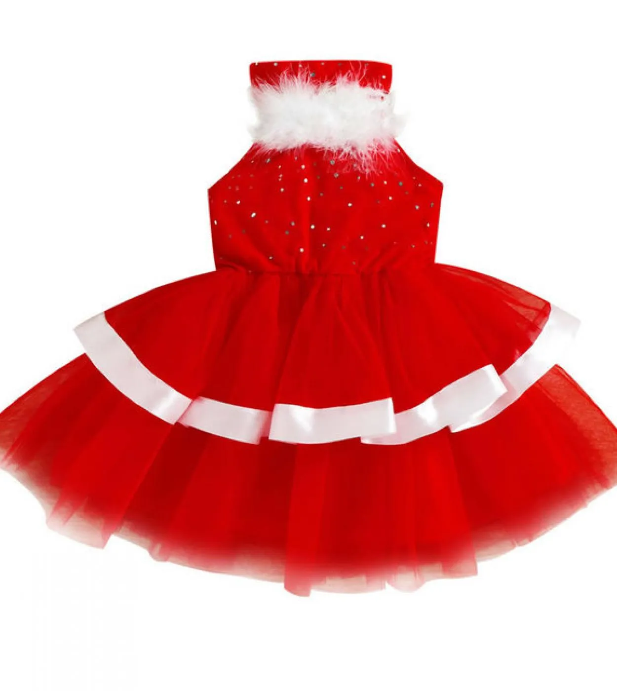 Abito da festa con lacci senza schienale per bambina di Natale