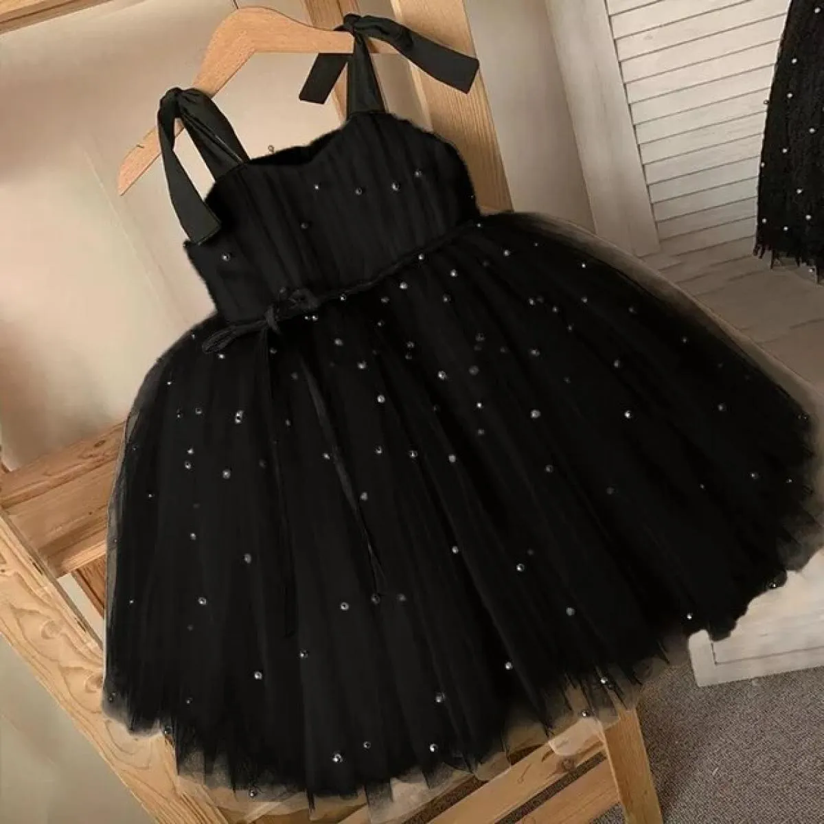 Abito da festa di Natale per ragazza Abito da principessa di compleanno elegante senza maniche in tulle verde Abito da cerimonia