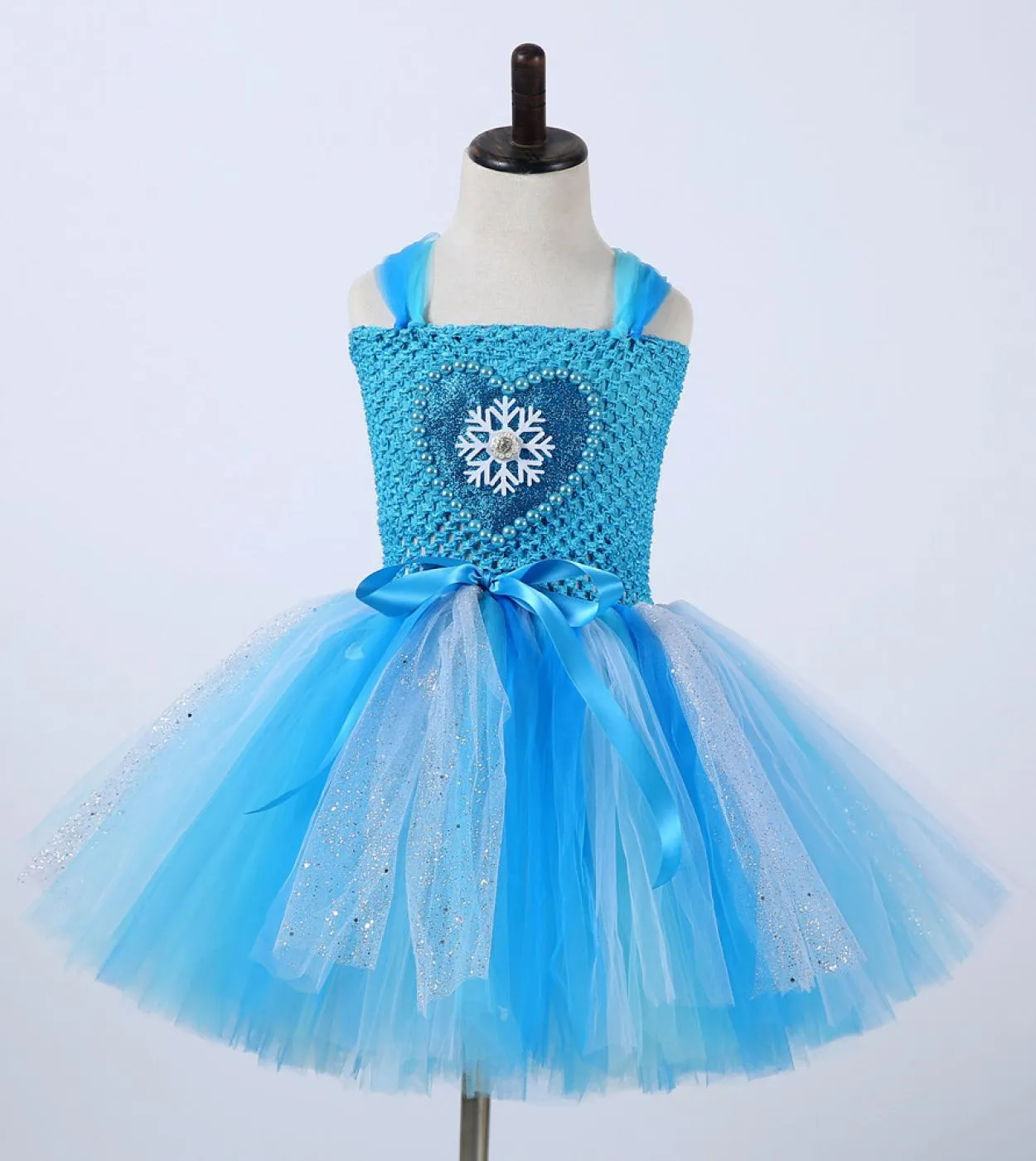 Abito da regina delle nevi blu per ragazze Costume cosplay Halloween Abbigliamento per bambini Abiti da principessa Elsa Tutù so