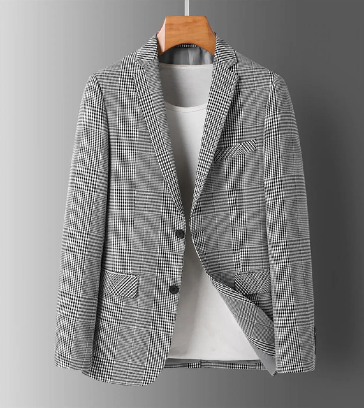 Abito da uomo Autunno Slim Fit Moda Pied de poule Abbigliamento da uomo Plaid Business Casual Young Men Monopetto Easy Care Blaz