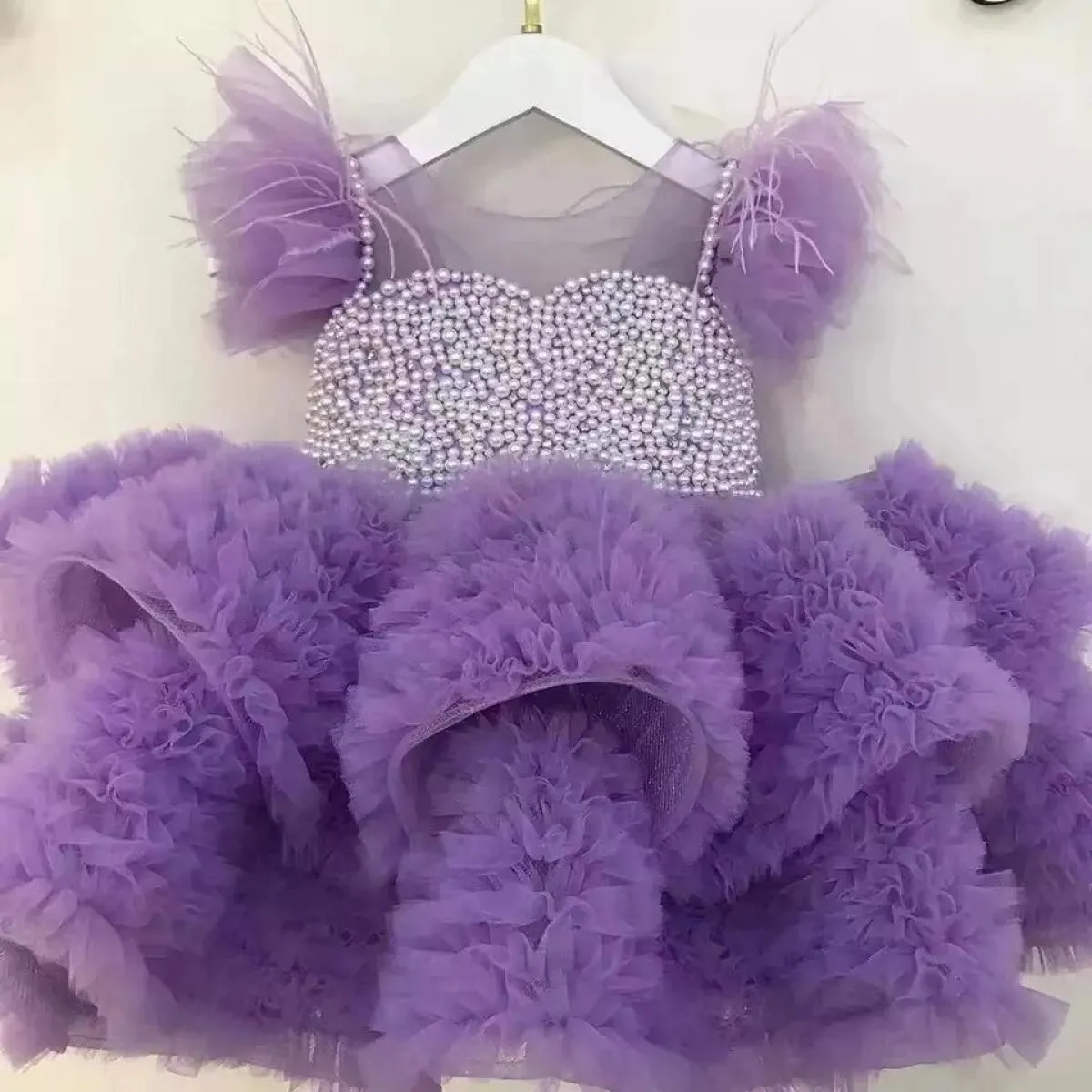 Abito di lusso per il primo anno Abito da principessa Festa di compleanno Abito Pengpeng Paillettes Primo abito di Natale Presen