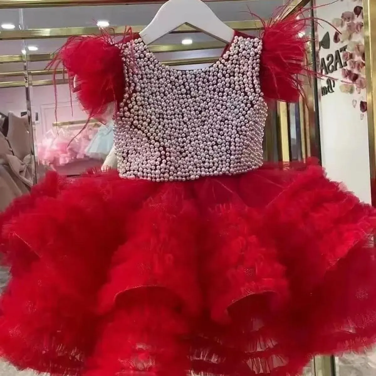 Abito di lusso per il primo anno Abito da principessa Festa di compleanno Abito Pengpeng Paillettes Primo abito di Natale Presen