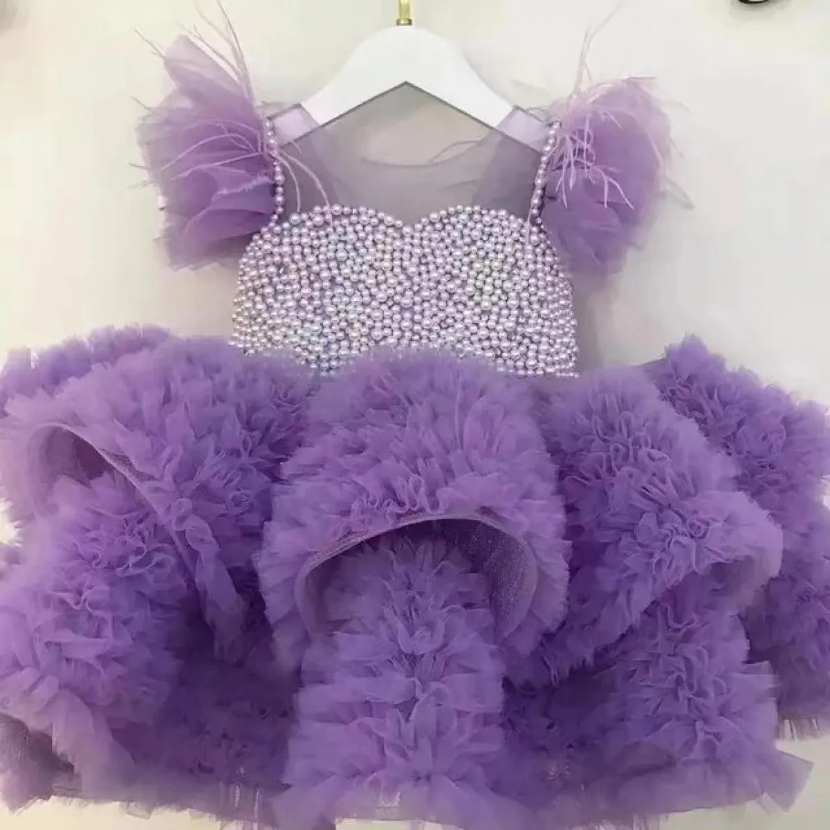 Abito di lusso per il primo anno Abito da principessa Festa di compleanno Abito Pengpeng Paillettes Primo abito di Natale Presen