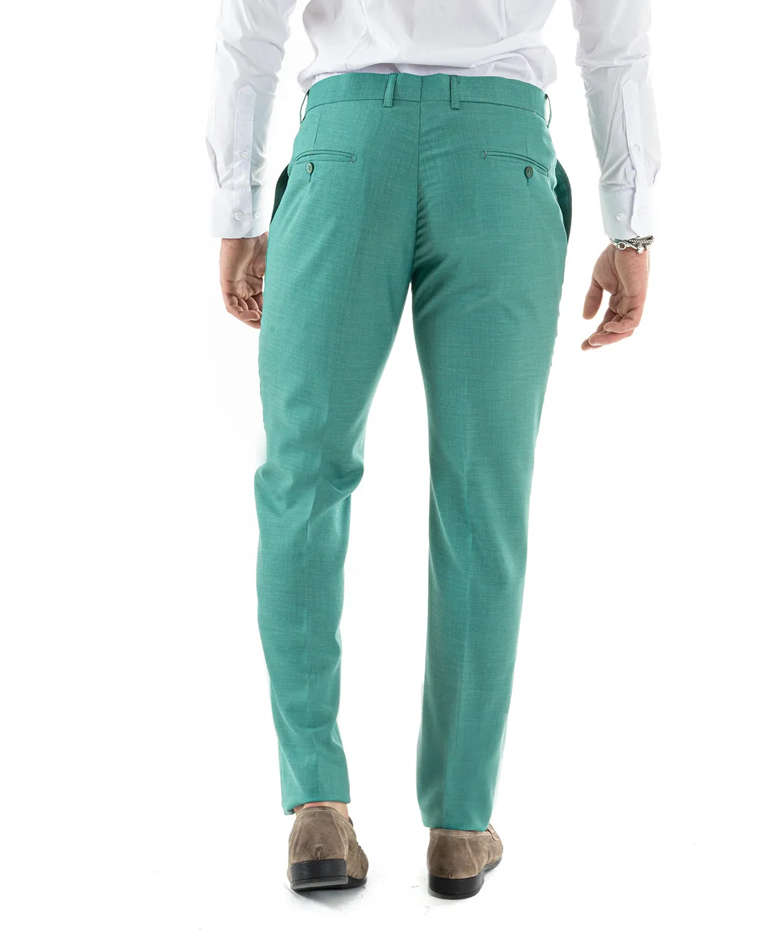 Abito Uomo Doppiopetto Vestito Viscosa Completo Giacca Pantaloni Verde Acqua Elegante Cerimonia GIOSAL-OU2256A