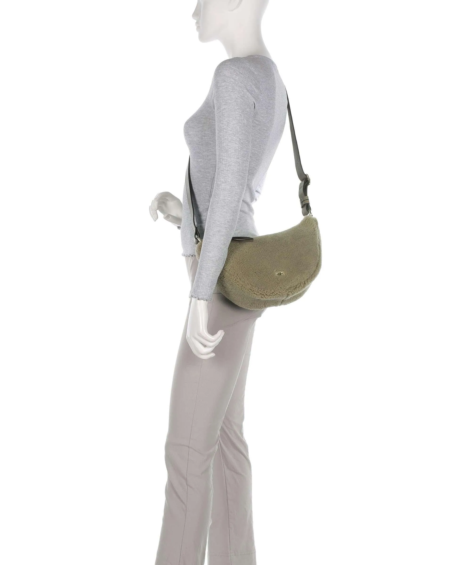  Abro Shearling By My Side Borsa a tracolla pelliccia, pelle di vacchetta grana verde  