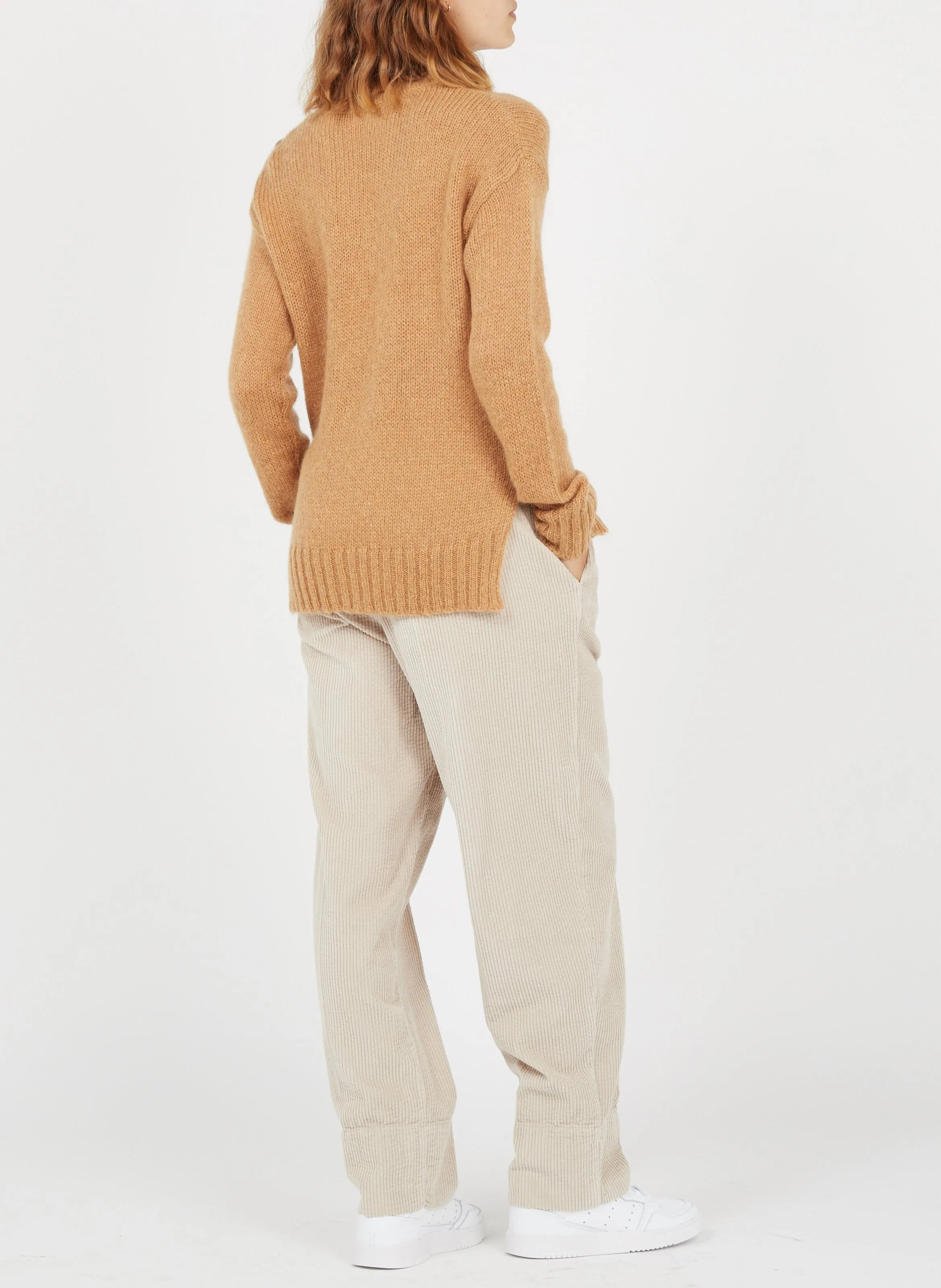  AMERICAN VINTAGE   PADOW - Pantaloni larghi a vita alta in velluto a coste | Beige