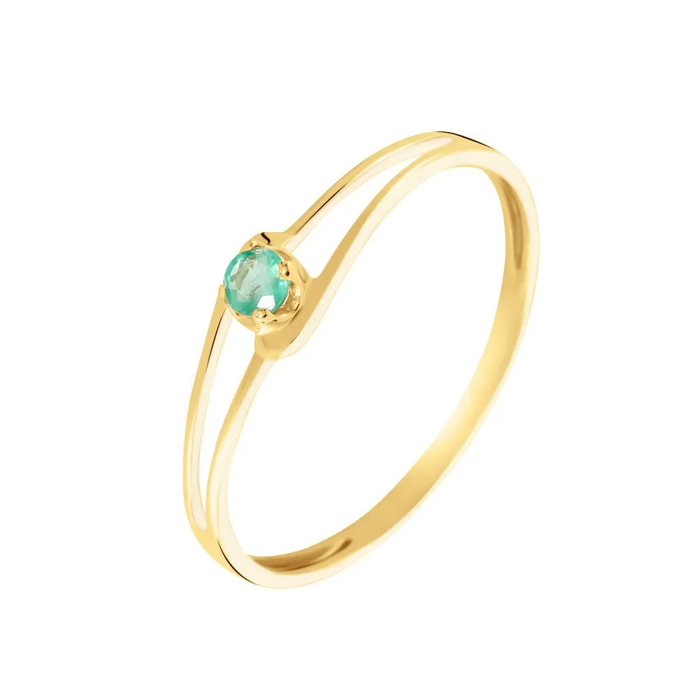 Anello Solitario Onda Charlotte Oro Giallo 375/1000 Smeraldo 0,08 ct 1430480
