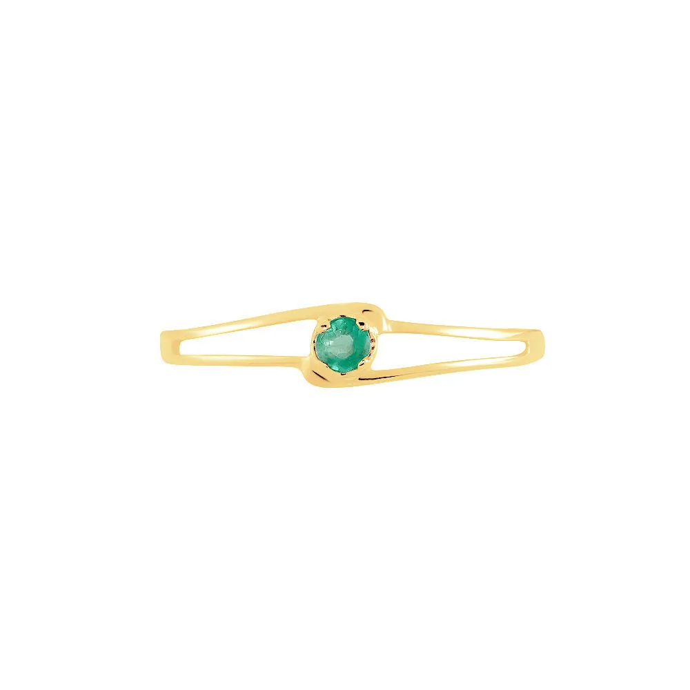 Anello Solitario Onda Charlotte Oro Giallo 375/1000 Smeraldo 0,08 ct 1430480