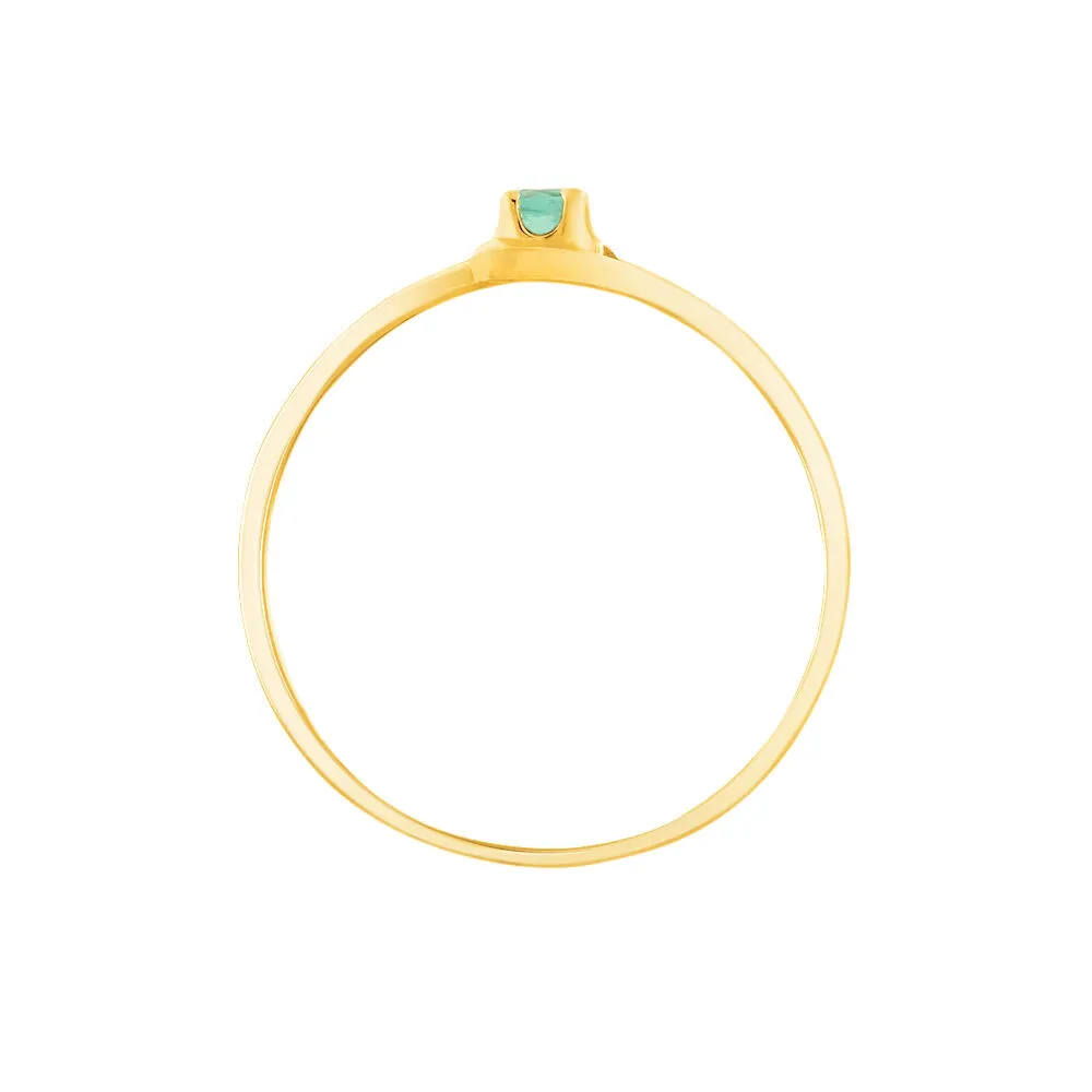 Anello Solitario Onda Charlotte Oro Giallo 375/1000 Smeraldo 0,08 ct 1430480