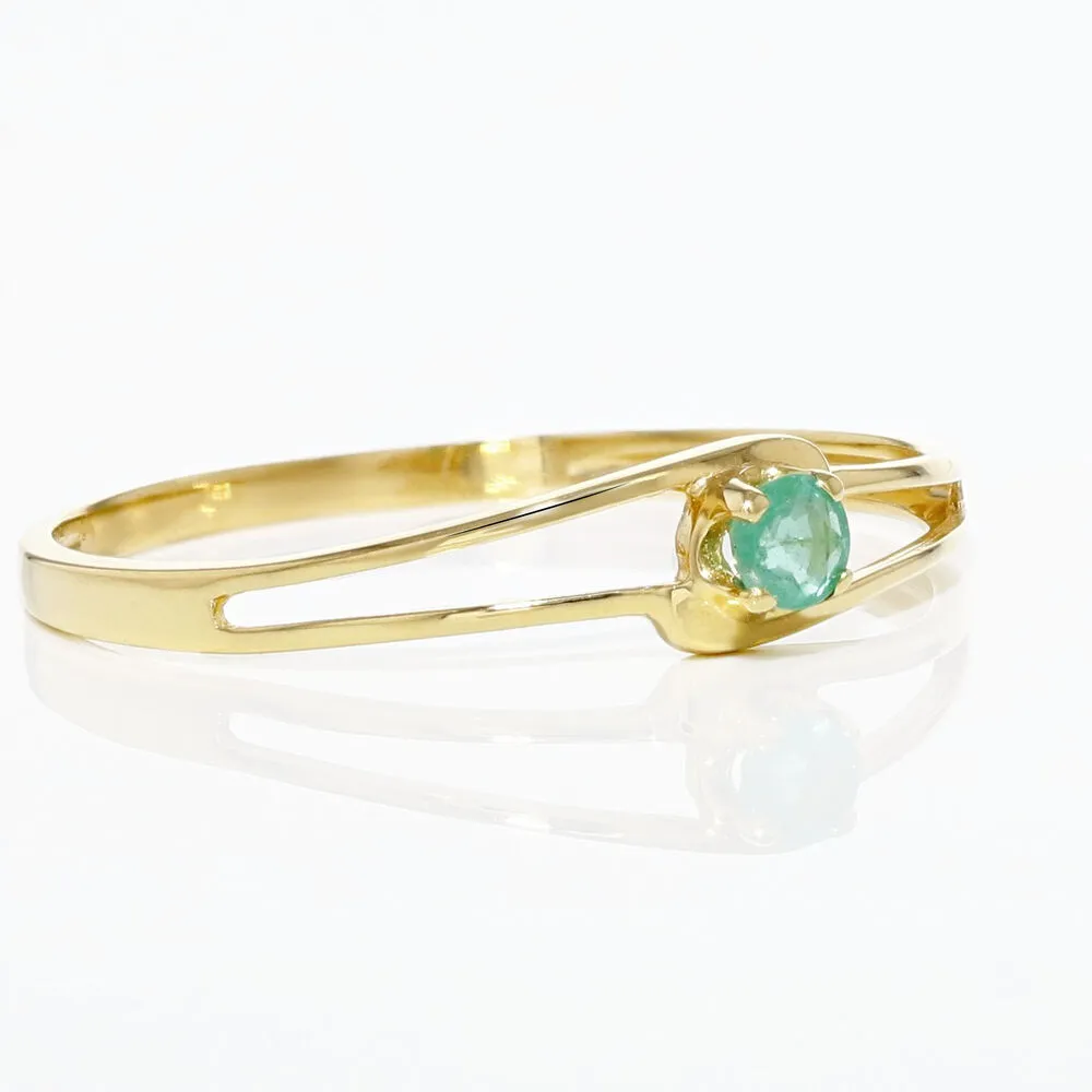 Anello Solitario Onda Charlotte Oro Giallo 375/1000 Smeraldo 0,08 ct 1430480