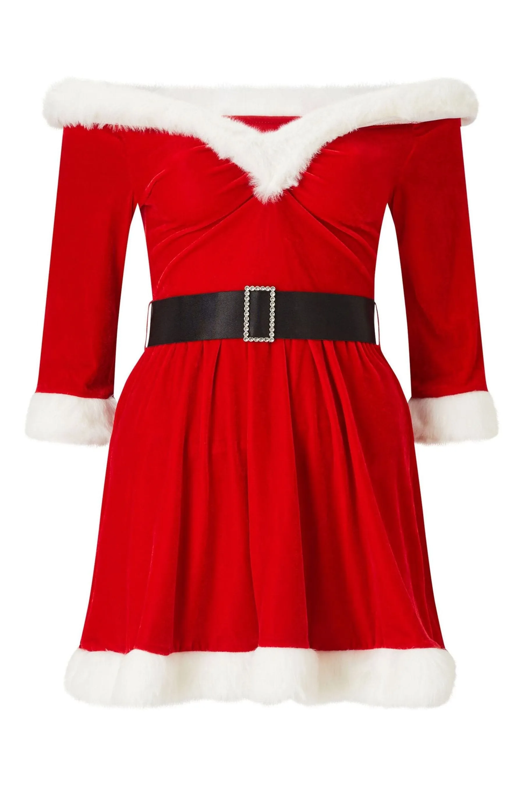 Ann Summers Natale - Santa - Abito sexy in velluto con scollo alla Bardot