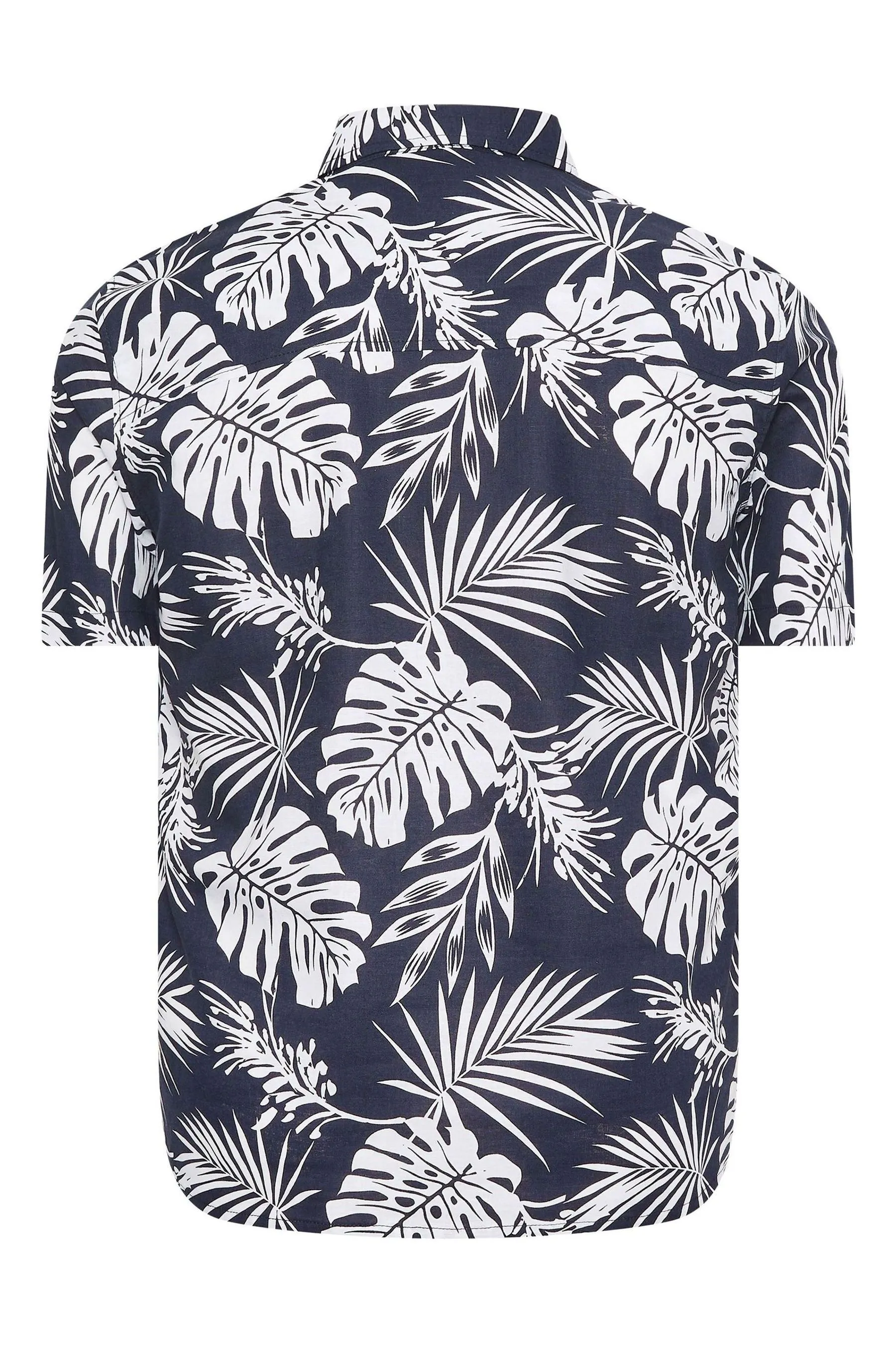 BadRhino Big & Tall BadRhino - Camicia in Marrone pregiato in lino con Stampa Manica corta tropicale