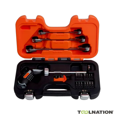Bahco 808050P-25 Set di cacciaviti a cricchetto, impugnatura a pistola, 25 pezzi