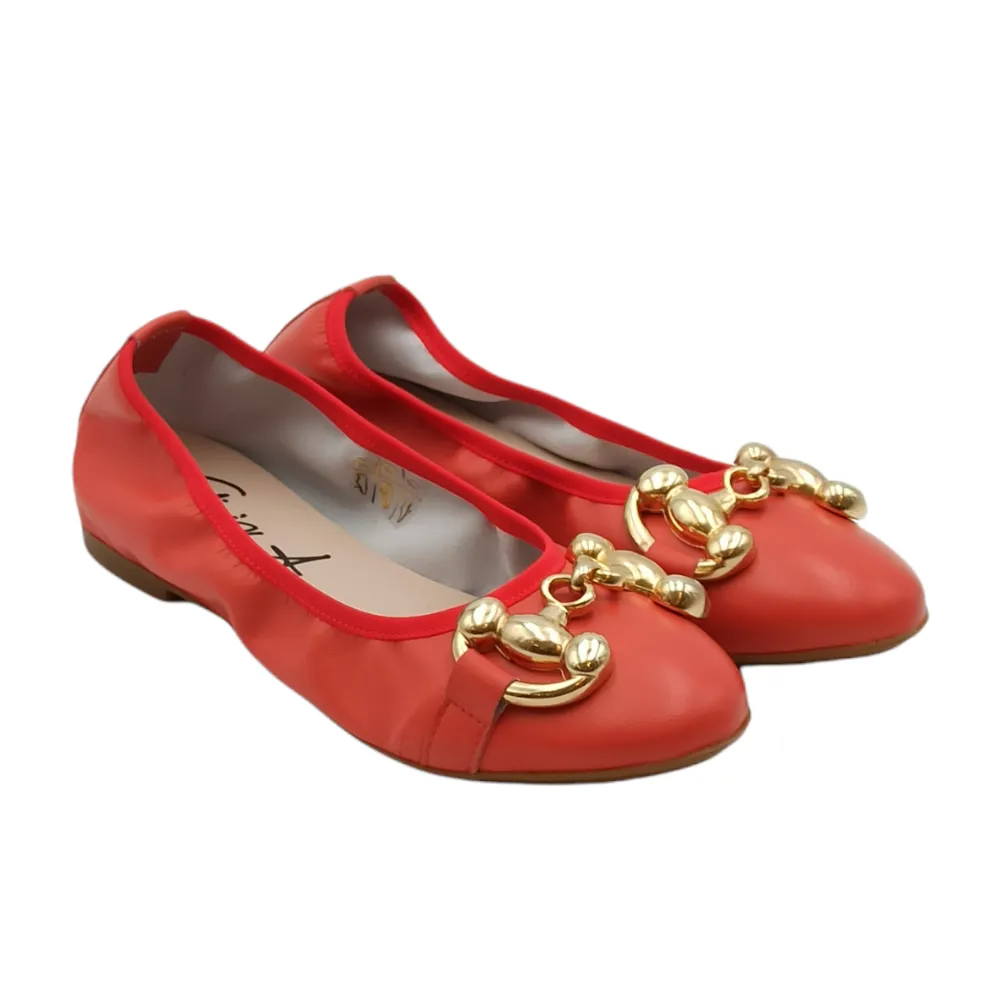 Ballerina donna in pelle con accessorio Gioia A. VIOLA NAPPA ROSSO