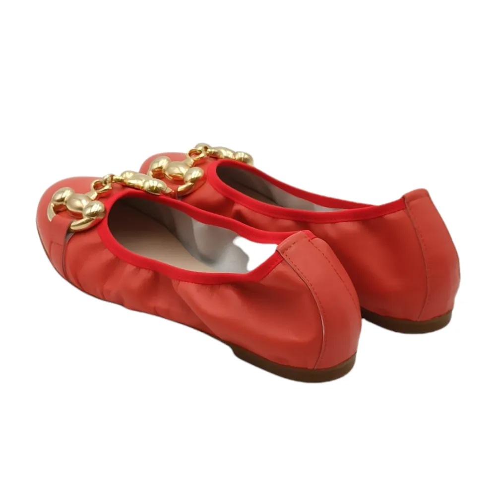 Ballerina donna in pelle con accessorio Gioia A. VIOLA NAPPA ROSSO