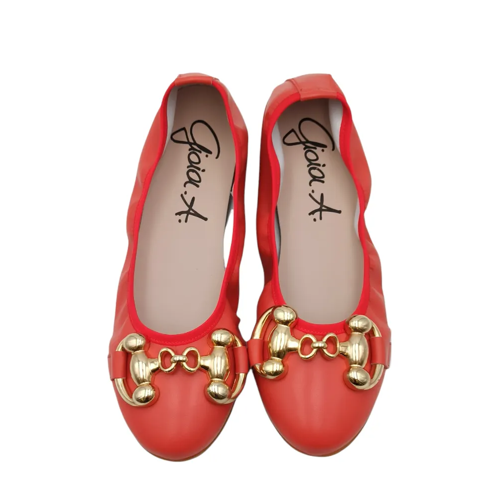 Ballerina donna in pelle con accessorio Gioia A. VIOLA NAPPA ROSSO