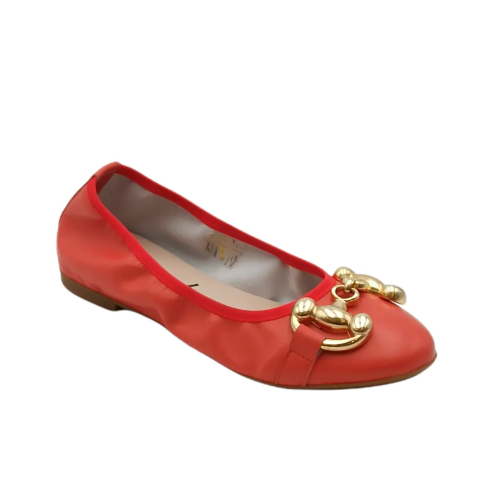 Ballerina donna in pelle con accessorio Gioia A. VIOLA NAPPA ROSSO