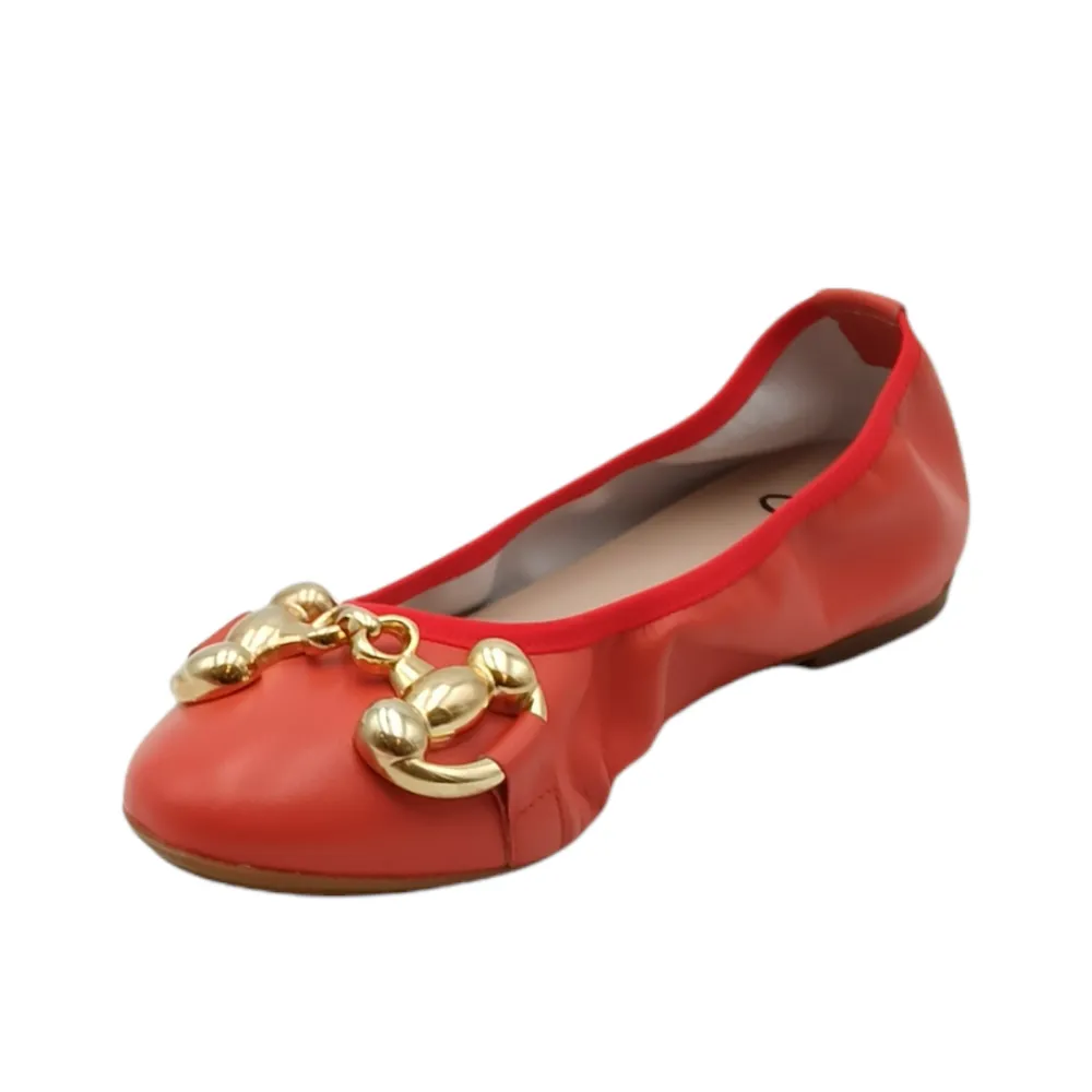 Ballerina donna in pelle con accessorio Gioia A. VIOLA NAPPA ROSSO