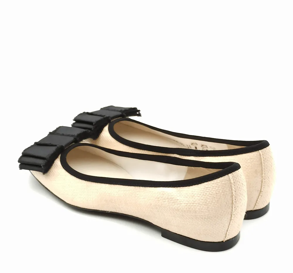 Ballerina in rafia con fiocco in gros grain Frau 7292 matera paglia
