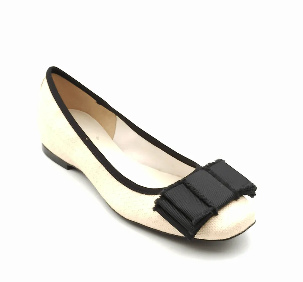 Ballerina in rafia con fiocco in gros grain Frau 7292 matera paglia