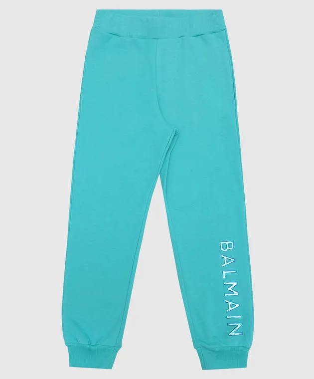 Balmain Joggers blu da bambino con logo olografico BS6S90Z0081410