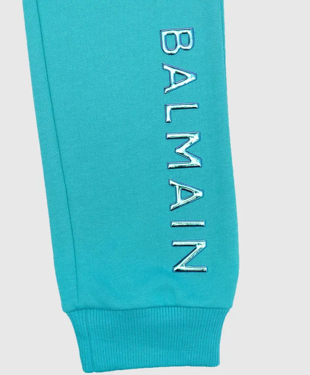 Balmain Joggers blu da bambino con logo olografico BS6S90Z0081410
