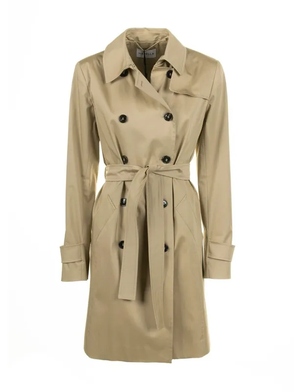 Beige waterproof trench coat with belt