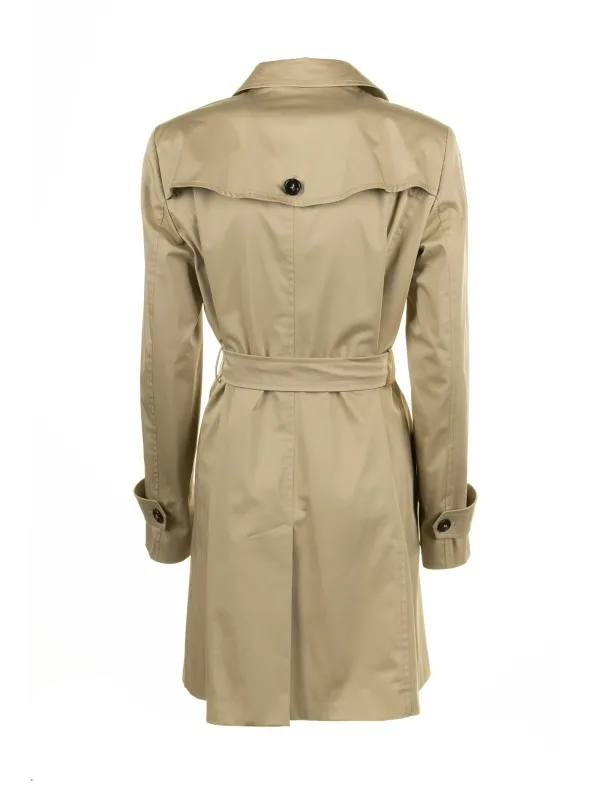 Beige waterproof trench coat with belt