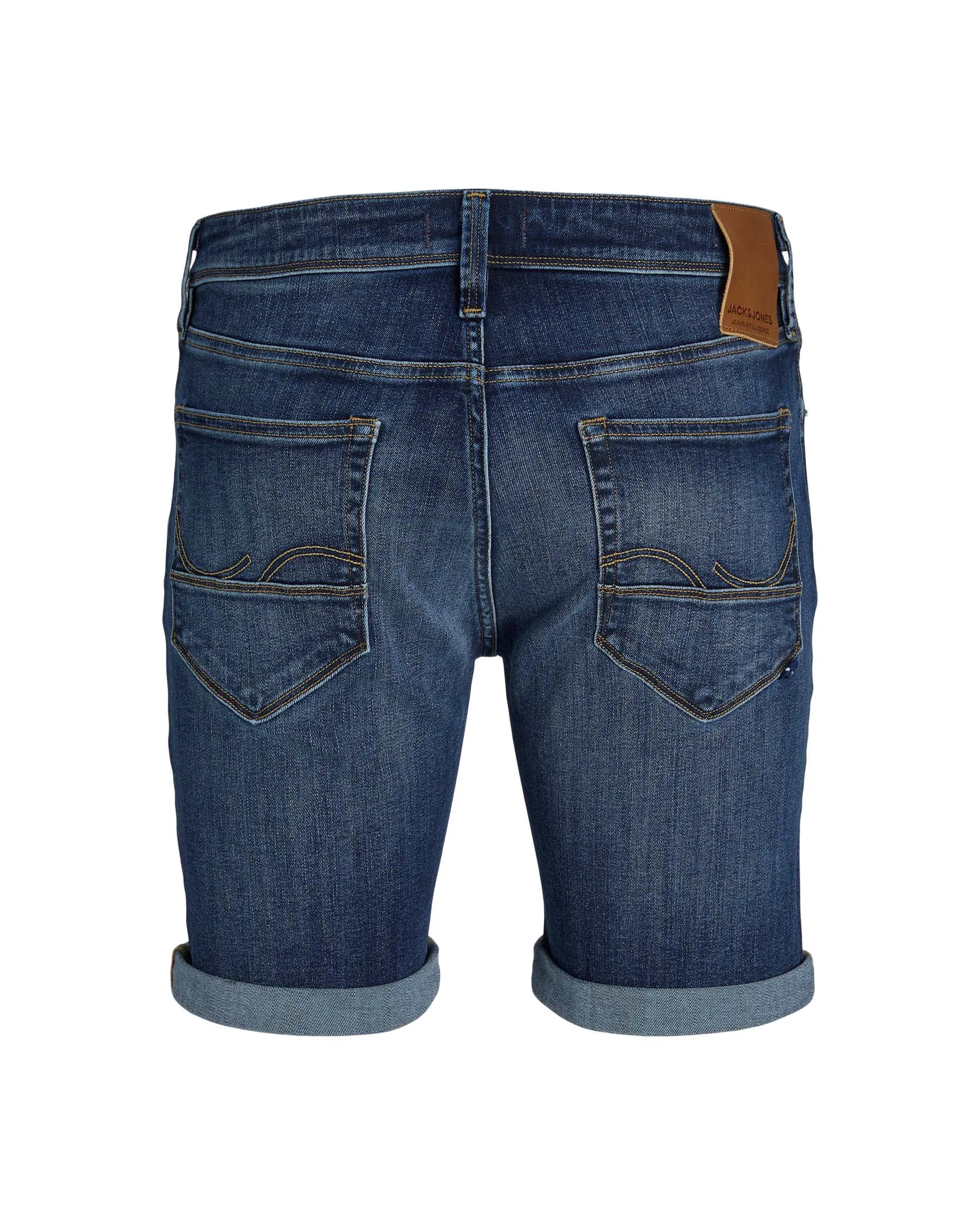 Bermuda regular-fit in denim di cotone stretch lavaggio scuro stone washed con baffature