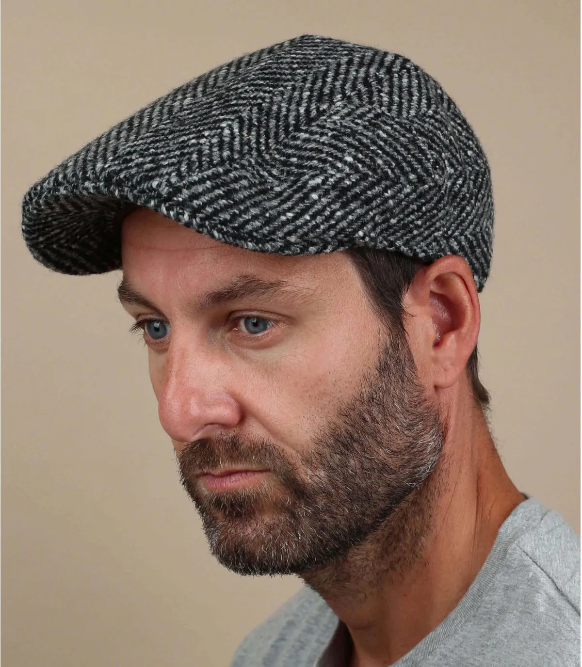 berretto di lana bianco neroIvy Cap Herringbone black white     