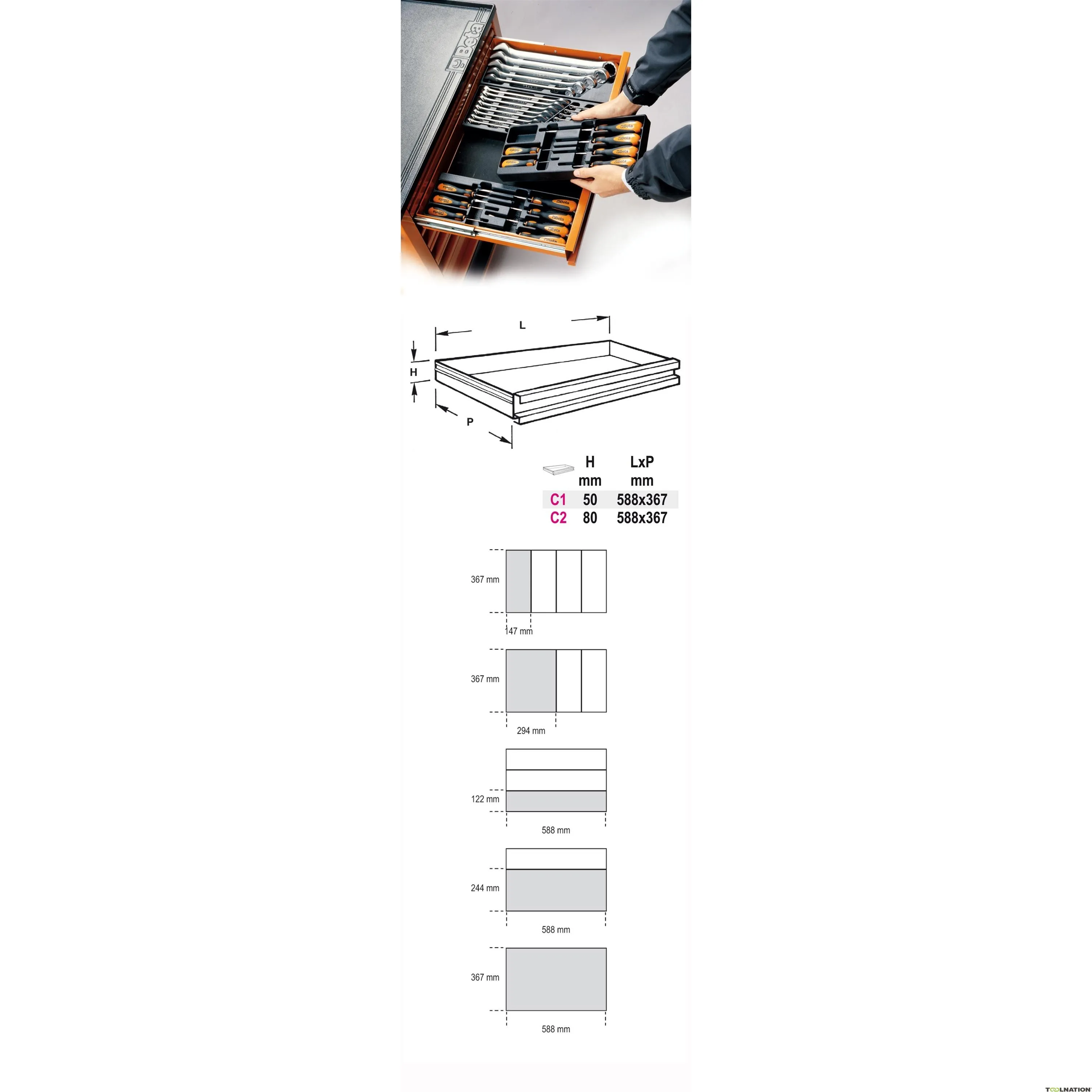 Beta 024240135 T135 Cestini rigidi preformati con utensili assortiti