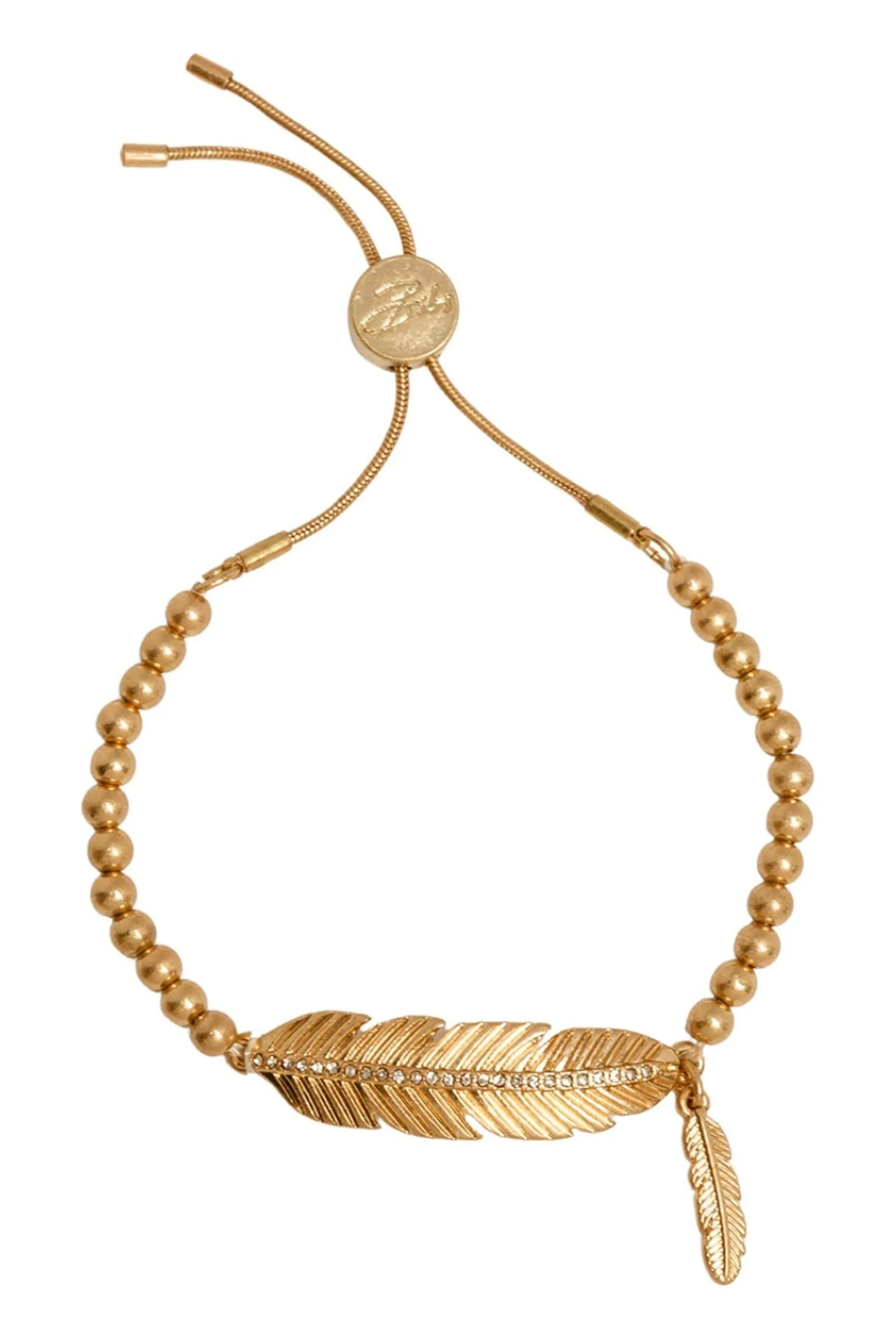Bibi Bijoux Oro - Braccialetto dell'amicizia con piuma di pavé