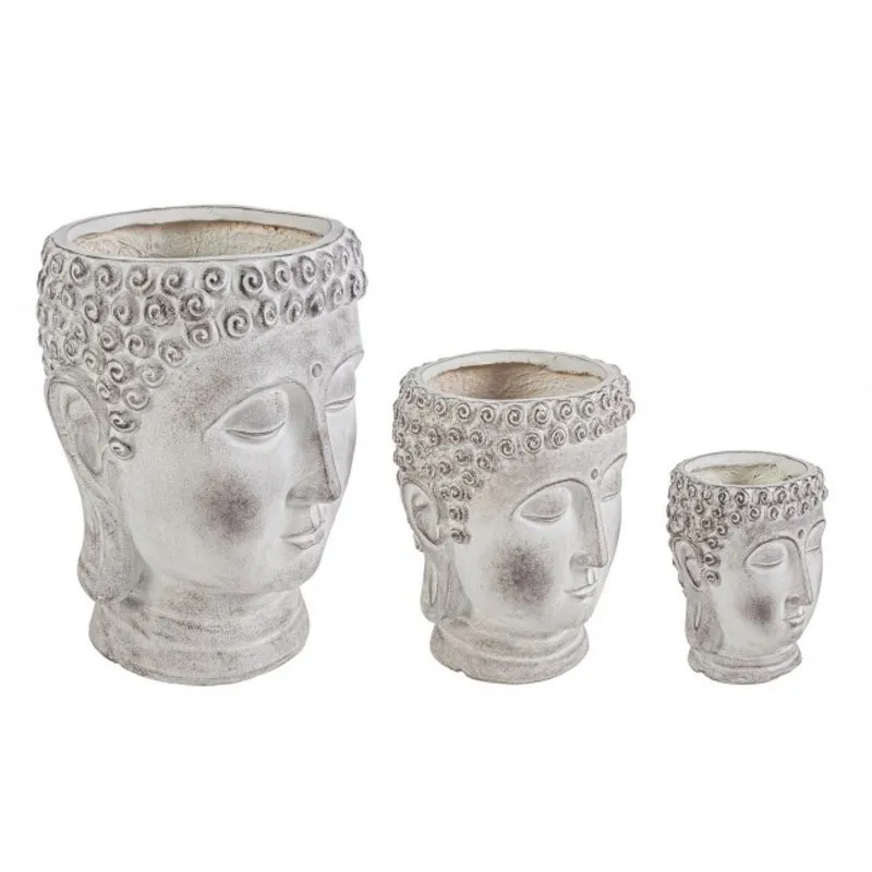 Bizzotto outdoor Set 3 porta vaso testa buddha