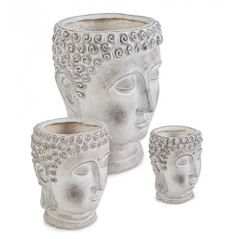 Bizzotto outdoor Set 3 porta vaso testa buddha