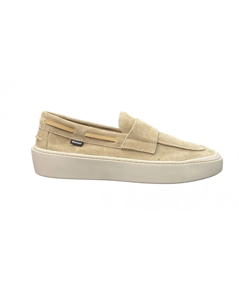 BLAUER STATEN mocassini college uomo pelle camoscio beige